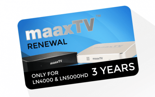 MAAXTV LN4000/5000 - 3 Year Renewal Card / PIN