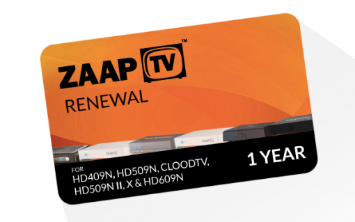 ZAAPTV 1 Year Renewal Card / PIN / Voucher