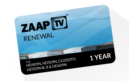 ZAAPTV 1 Year Renewal Card / PIN